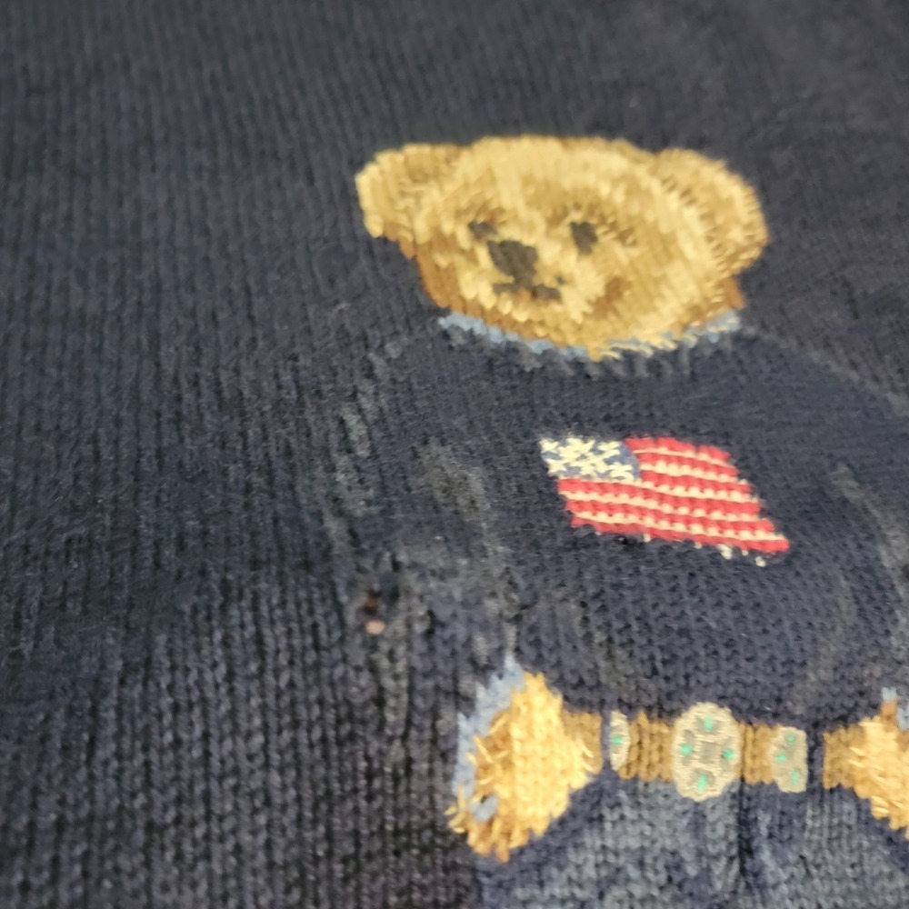 Polo Ralph Lauren Polo Bear Sweater Men's Large Blue Crew Neck Long Sleeve - Picture 9 of 11